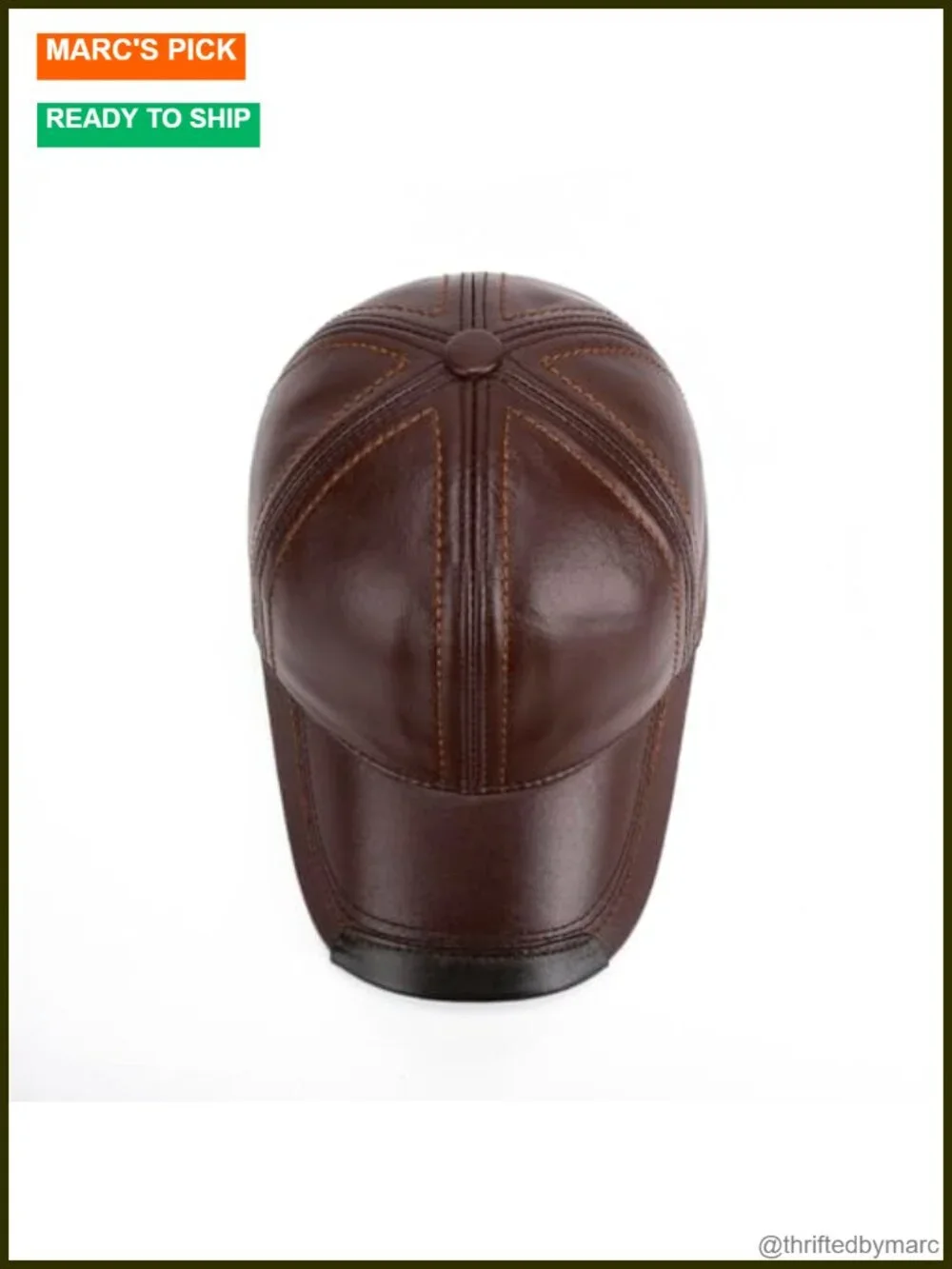 Genuine Cowhide Leather Baseball Cap Adjustable Outdoor Sport